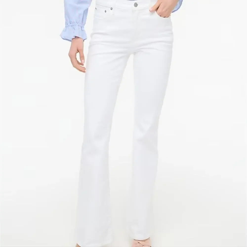 J. Crew Skinny Flare Jean Signature Stretch White Denim Perfecting Pockets 25